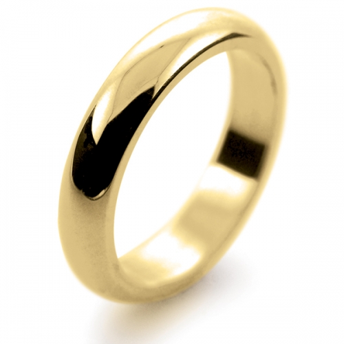 D Shaped Heavy - 4mm (DSH4-Y) Yellow Gold Wedding Ring